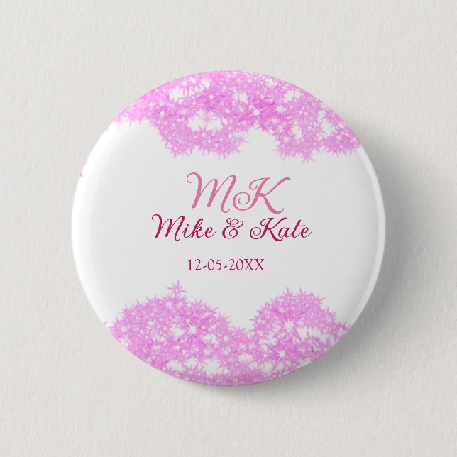Chapa Redonda De 5 Cm Rompecabezas rosa añadir nombre de pareja fecha pu (Anverso)