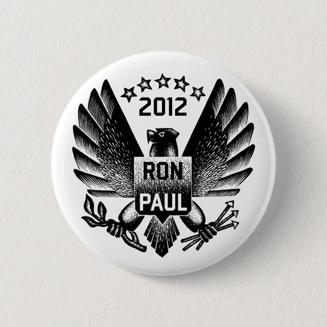 Chapa Redonda De 5 Cm Ron Paul 2012 Eagle negro (Anverso)