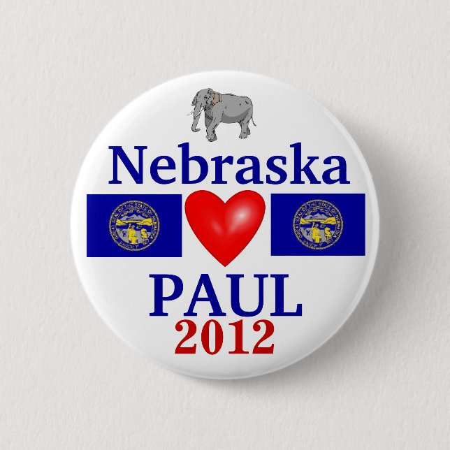 Chapa Redonda De 5 Cm Ron Paul Nebraska 2012 (Anverso)