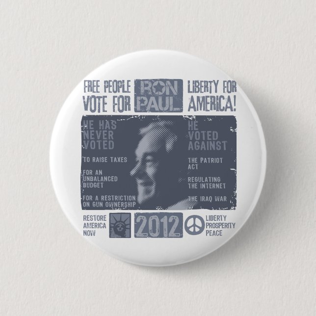 Chapa Redonda De 5 Cm Ron Paul para el presidente 2012 (Anverso)