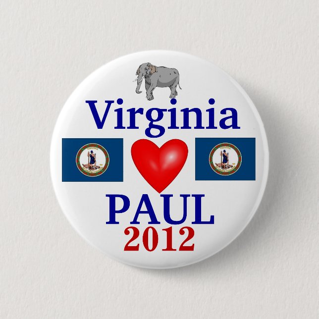 Chapa Redonda De 5 Cm Ron Paul Virginia 2012 (Anverso)