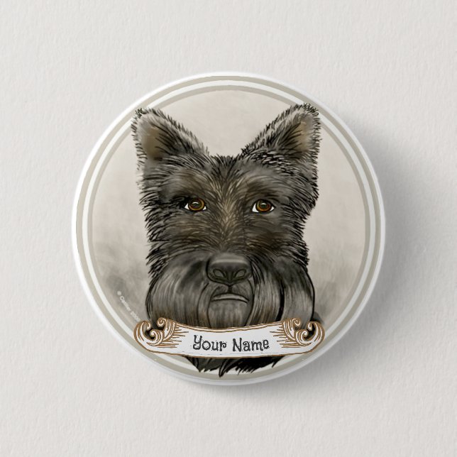Chapa Redonda De 5 Cm Rondo de Terrier Escocés (Anverso)