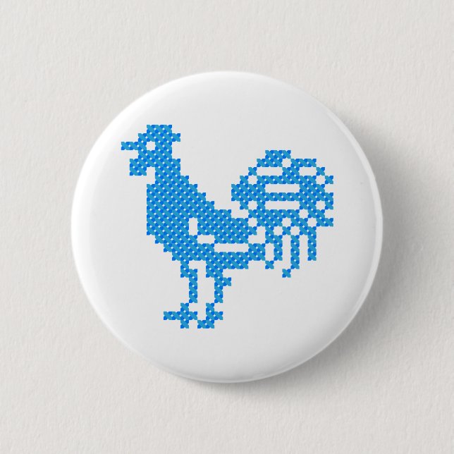 Chapa Redonda De 5 Cm Rooster azul (Anverso)