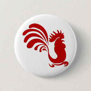 Chapa Redonda De 5 Cm Rooster Hen Farm Animal Silhouette Vintage