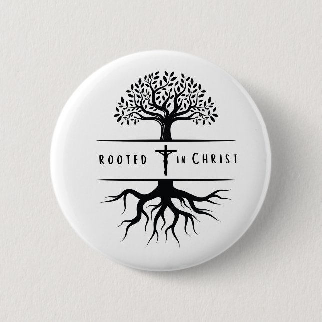 Chapa Redonda De 5 Cm Rootado en Cristo (Anverso)