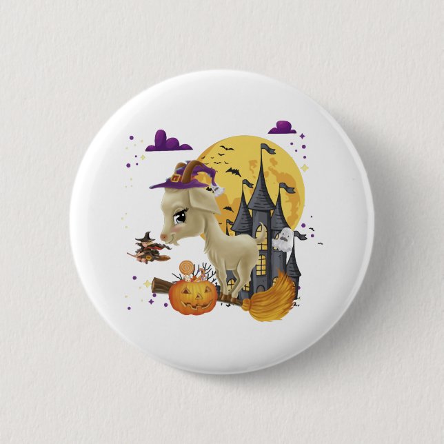 Chapa Redonda De 5 Cm Ropa de calabaza de baño de cabra de Halloween (Anverso)