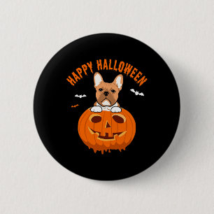 Chapa Redonda De 5 Cm Ropa de calabaza de Bulldog francés Día de Acción