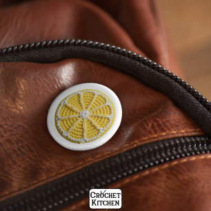 Chapa Redonda De 5 Cm Ropa de limón crochet fresco amarillo moderno