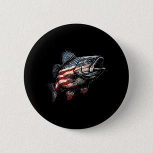 Chapa Redonda De 5 Cm Ropa de pescador con bandera estadounidense patrio