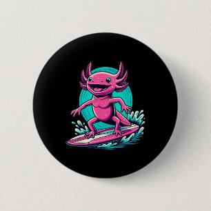 Chapa Redonda De 5 Cm Ropa de surf de Axolotl Tabla de surf Surfista Par