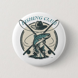 Chapa Redonda De 5 Cm Ropa gráfica vintage del club de pesca de lubina