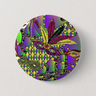 Chapa Redonda De 5 Cm Ropa Regalos Máscaras de Plumas de Mardi Gras Psic
