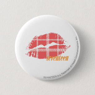 Chapa Redonda De 5 Cm Rosa de la tela escocesa