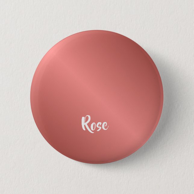 Chapa Redonda De 5 Cm Rosa de nombre personalizado oro (Anverso)