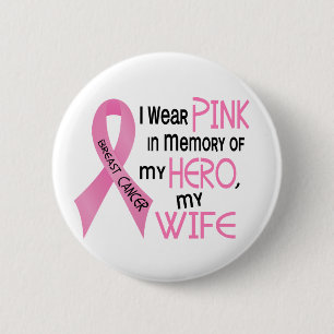 Chapa Redonda De 5 Cm ROSA del cáncer de pecho EN MEMORIA de MI ESPOSA