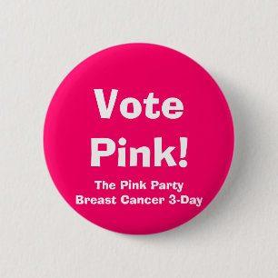 Chapa Redonda De 5 Cm ¡Rosa del voto! , El cáncer rosado de PartyBreas