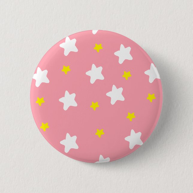 Chapa Redonda De 5 Cm Rosa feliz de las estrellas (Anverso)