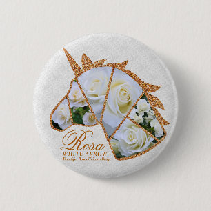 Chapa Redonda De 5 Cm Rosa Flecha blanca