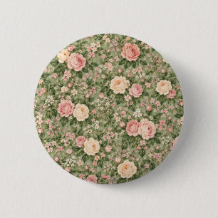 Chapa Redonda De 5 Cm Rosa floral redondo patrón Cottagecore vintage