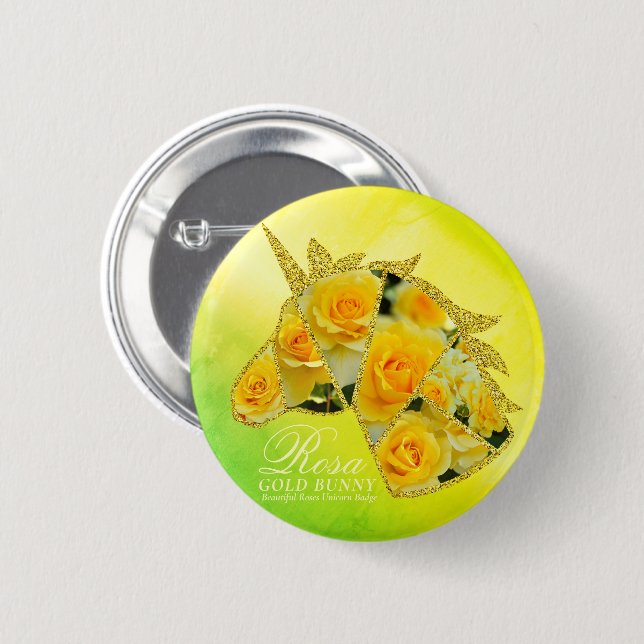 Chapa Redonda De 5 Cm Rosa Gold Bunny (Anverso y reverso)