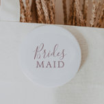 Chapa Redonda De 5 Cm Rosa minimalista de la dama de honor duchadora de<br><div class="desc">Este minimalista botón de ducha de novias rosa es perfecto para una simple ducha de boda. El moderno diseño romántico presenta una tipografía clásica de oro rosa y blanco, acompañada de una caligrafía rústica y elegante con un estilo de letra a mano vintage. Personalizable de cualquier color. Mantenga el diseño...</div>