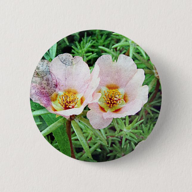 Chapa Redonda De 5 Cm Rosa Moss Flowers (Anverso)