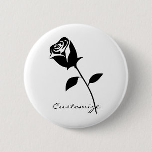 Chapa Redonda De 5 Cm Rosa negro Valentine Flor Thunder_Cove