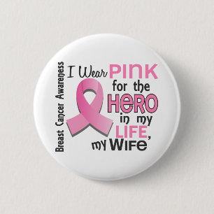 Chapa Redonda De 5 Cm Rosa para el héroe en mi cáncer de pecho de la