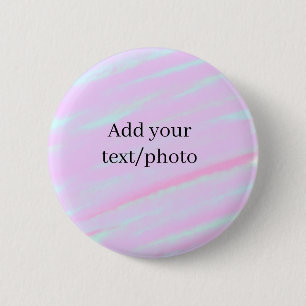 Chapa Redonda De 5 Cm Rosa pastel verde agregar texto foto acuarela retr