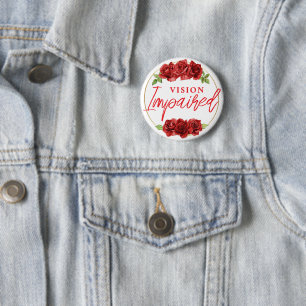 Chapa Redonda De 5 Cm Rosa Roja Femenina Visión Floral Deteriorada
