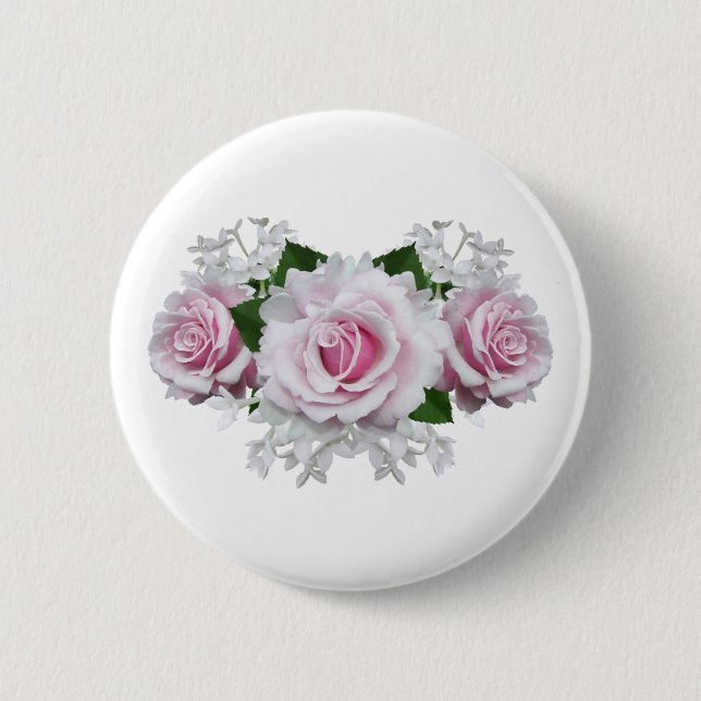 Chapa Redonda De 5 Cm Rosa Rosa Rosa Bouquet (Anverso)