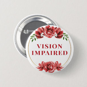 Chapa Redonda De 5 Cm Rosa Silvestre Roja Femenina Visión Impedida Flora