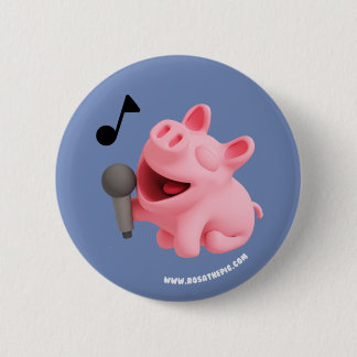 Chapa Redonda De 5 Cm Rosa the Pig does Karaoke