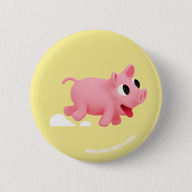 Chapa Redonda De 5 Cm Rosa the Pig keep running (Anverso)