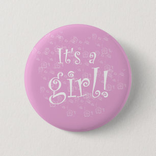 Chapa Redonda De 5 Cm Rosa y blanco es un chica