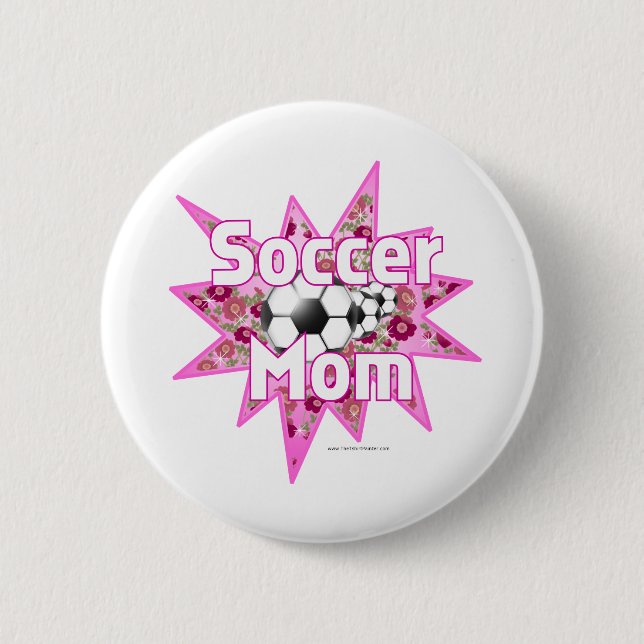 Chapa Redonda De 5 Cm Rosas de Soccer Mom (Anverso)