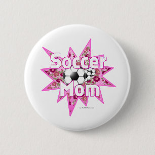 Chapa Redonda De 5 Cm Rosas de Soccer Mom