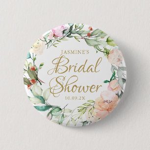 Chapa Redonda De 5 Cm Rosas Diseño Floral Dorado Bodas Ducha Nupcial