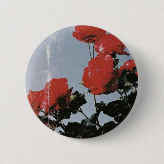 Chapa Redonda De 5 Cm Rosas Rojas Vintage Contra un Cielo Azul