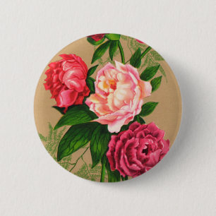 Chapa Redonda De 5 Cm Rosas rosa pálida floral cúpula