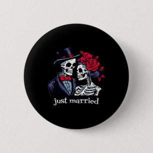 Chapa Redonda De 5 Cm Rosas Skeleton Bride Y Groom