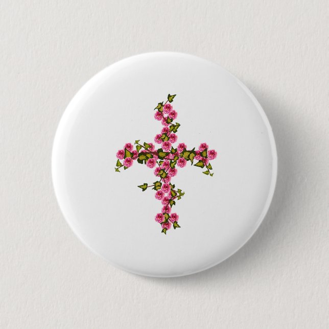 Chapa Redonda De 5 Cm Rosas y hiedra (Anverso)