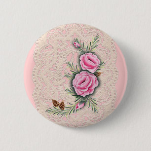 Chapa Redonda De 5 Cm ROSAS y PINO ROSADOS de SHARON SHARPE