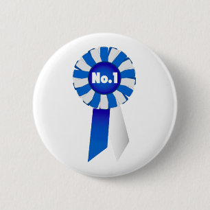 Chapa Redonda De 5 Cm Rosetón en insignia azul y del blanco de no. 1 de