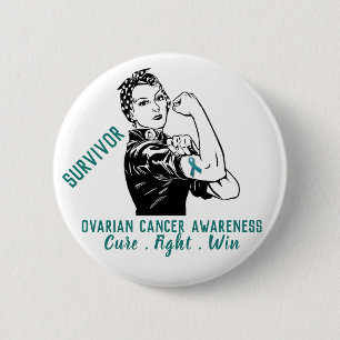 Chapa Redonda De 5 Cm Rosie lucha contra sobreviviente de cáncer de ovar