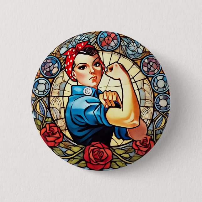 Chapa Redonda De 5 Cm Rosie the Riveter (Anverso)