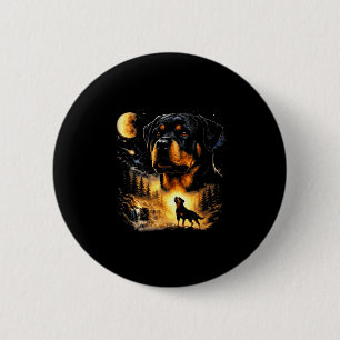Chapa Redonda De 5 Cm Rottweiler aullando a la luna vintage 90s divertid