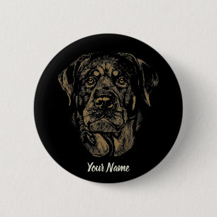 Chapa Redonda De 5 Cm Rottweiler Dog Vintage Portrait Rottie Diseño