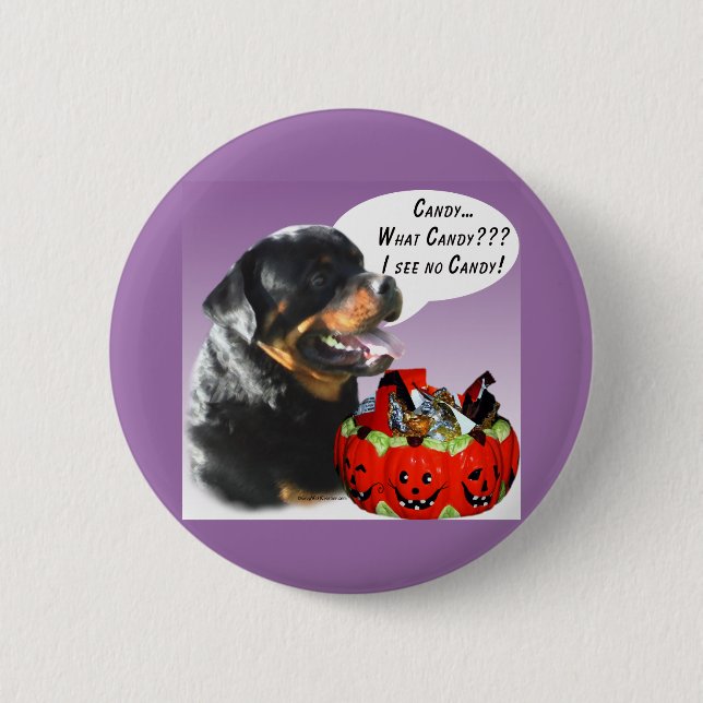 Chapa Redonda De 5 Cm Rottweiler Halloween Candy (Anverso)