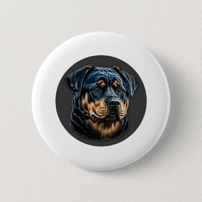 Chapa Redonda De 5 Cm Rottweiler negro (Anverso)